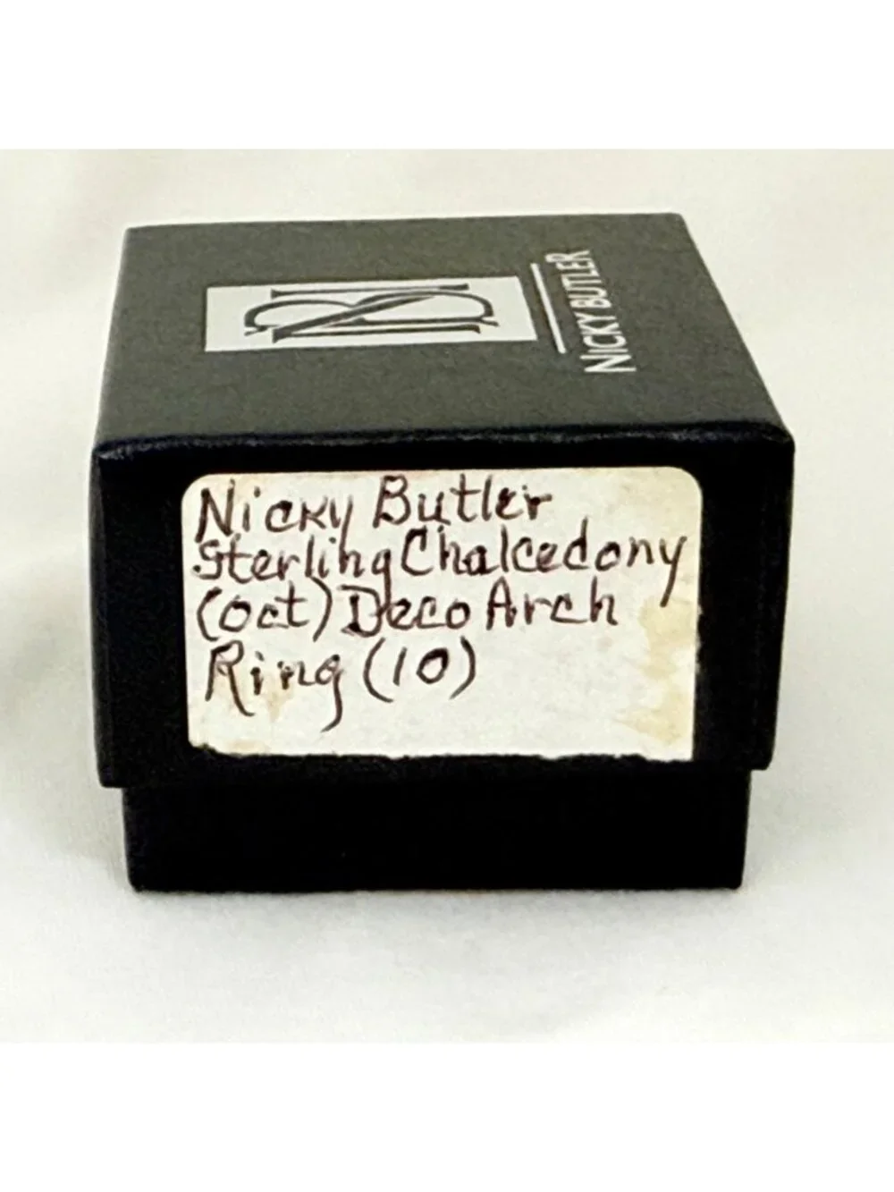 Nicky Butler Sterling Silver Chalcedony Deco Arch Ring Size 10 with Box
